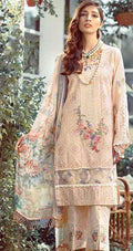 Misaal Spring Series: Blush Peach Embroidered Daytime Suit with Fringed Floral Dupatta