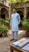 Sky Blue Premium Unstitched Shalwar Kameez Cotton - Misaal