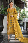 Misaal Festive Series: Heavy Cutwork Mustard Embroidered Suit with Contrasting Florals