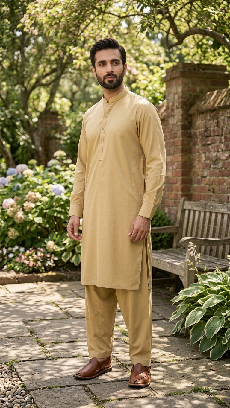 Beige — Premium Cotton Shalwar Kameez - Misaal
