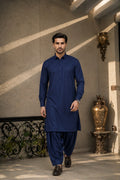 Royal Blue Premium Shalwar Kameez Unstitched Cotton Fabric - Misaal