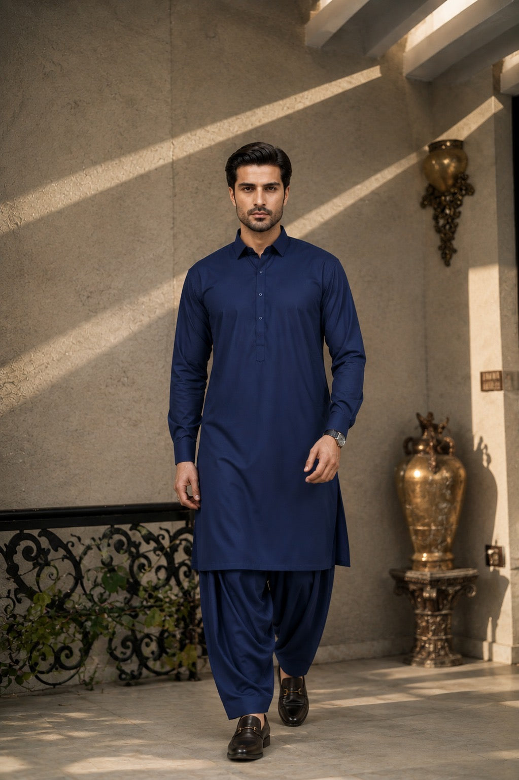 Royal Blue Premium Shalwar Kameez Unstitched Cotton Fabric - Misaal