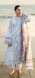 The Coastal Breeze Ice Blue Cutwork Ensemble with Printed Dupatta - Misaal