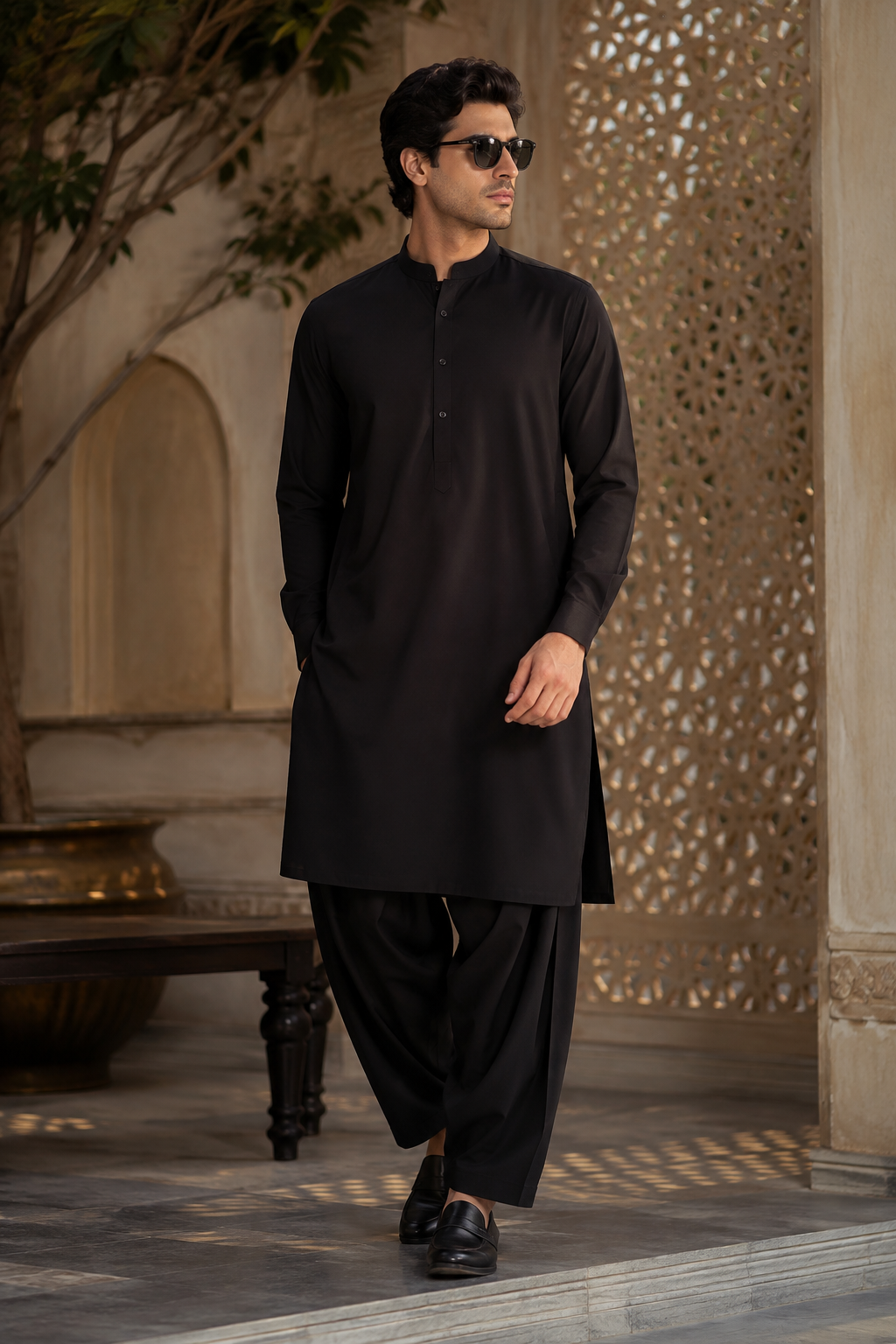 MISAAL Signature Black Unstitched Fabric Wash and Wear – Premium Men's Shalwar Kameez Collection