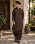 MISAAL Signature Brown Unstitched Fabric Wash and Wear – Premium Men's Shalwar Kameez Collection