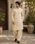 MISAAL Signature Cream Unstitched Fabric Wash and Wear – Premium Men's Shalwar Kameez Collection