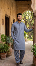 Grey Premium Unstitched Cotton Shalwar Kameez - Misaal