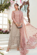 Misaal Signature Unstitched Rose Pink & Champagne Heavy Embellished 3-Piece Suit