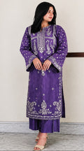 Misaal Vibrant Unstitched Amethyst Purple Embroidered 2-Piece Set - Misaal