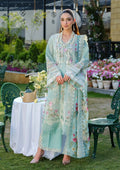 Misaal Signature Unstitched Mint Green Floral Embroidered 3-Piece Suit - Misaal