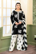 Misaal Signature Unstitched Black & White Embroidered Short Kurta Shalwar Set - Misaal